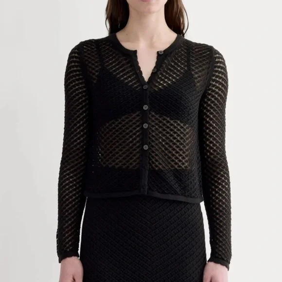 Everlane Black Lace Knit Cardigan - Picture 1 of 12